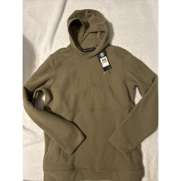 Under Armour Other - Under Armour Hoodie Mens Small‎ Olive Thermal Fleece Waffle Long Sleeve Loose